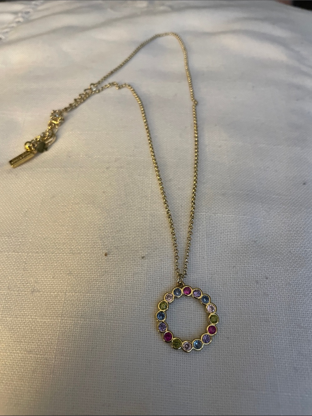 Kate Spade Gold Multicolor Circle Pendant Necklace - Like NEW